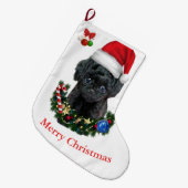 Poodle Christmas Großer Weihnachtsstrumpf (Vorderansicht (hängend))