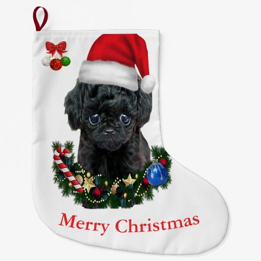 Poodle Christmas Großer Weihnachtsstrumpf (Vorderseite)