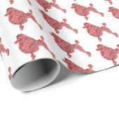 Poodle Christmas Hund Niedliche Silhouette Weiß Geschenkpapier (Rolleneckpunkt)