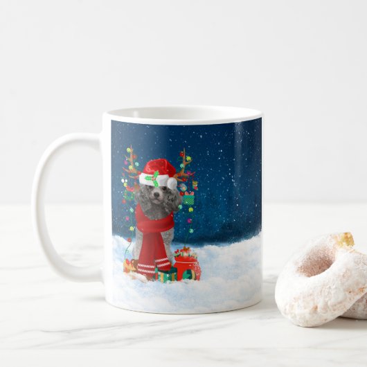 Poodle Christmas Kaffeetasse (Mit Donut)
