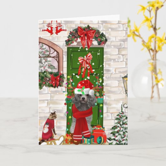Poodle Christmas Karte (Gelbe Blume)