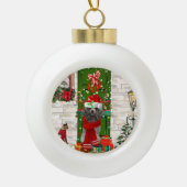 Poodle Christmas Keramik Kugel-Ornament (Vorderseite)