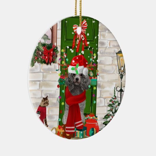 Poodle Christmas Keramik Ornament (Rechts)