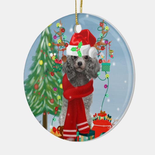 Poodle Christmas Keramik Ornament (Links)