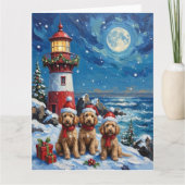 Poodle Christmas Lighthouse Holiday Karte (Vorderseite)