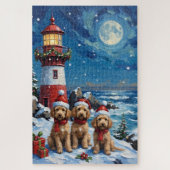 Poodle Christmas Lighthouse Holiday Puzzle (Vertikal)