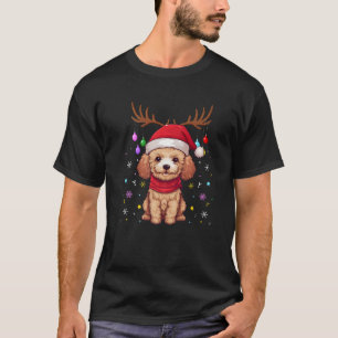 Poodle Christmas Lights Funny Rentier Dog Lover X T-Shirt