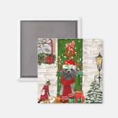 Poodle Christmas Magnet (Vorderseite/Rückseite)
