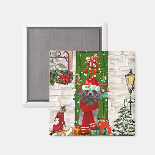 Poodle Christmas Magnet (Vorderseite/Rückseite)