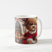 Poodle Christmas Mug – Cute Dog with Santa Hat Kaffeetasse (VorderseiteRechts)