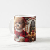 Poodle Christmas Mug – Cute Dog with Santa Hat Kaffeetasse (Vorderseite Links)