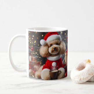 Poodle Christmas Mug – Cute Dog with Santa Hat Kaffeetasse