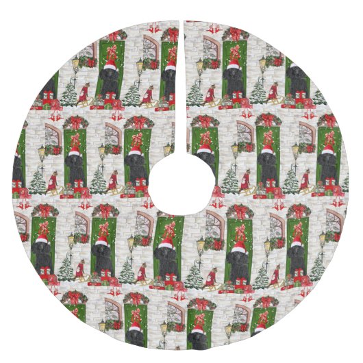 Poodle Christmas Polyester Weihnachtsbaumdecke (Vorderseite)