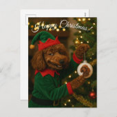 Poodle Christmas postcard Feiertagspostkarte (Vorne/Hinten)