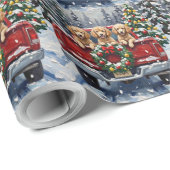 Poodle Christmas Red Truck Holiday Geschenkpapier (Rolleneckpunkt)