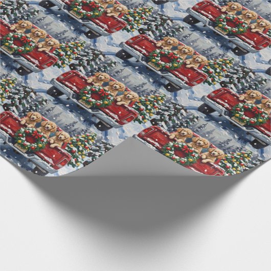 Poodle Christmas Red Truck Holiday Geschenkpapier (Ecke)