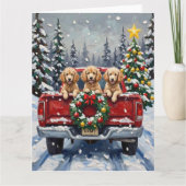 Poodle Christmas Red Truck Holiday Karte (Vorderseite)