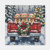 Poodle Christmas Red Truck Holiday Magnet (Vorne)