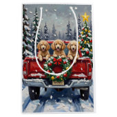 Poodle Christmas Red Truck Holiday Mittlere Geschenktüte (Vorderseite)