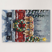 Poodle Christmas Red Truck Holiday Puzzle (Horizontal)