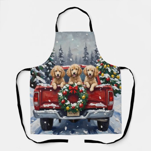Poodle Christmas Red Truck Holiday Schürze (Vorderseite)