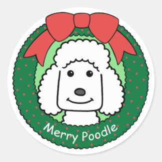 Poodle Christmas Runder Aufkleber