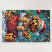 Poodle Christmas Santa Bag Adventure Puzzle (Horizontal)