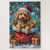 Poodle Christmas Santa Bag Adventure Puzzle (Vertikal)