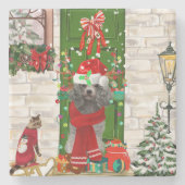 Poodle Christmas Steinuntersetzer (Vorderseite)