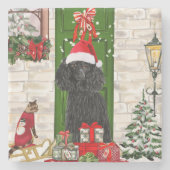 Poodle Christmas Steinuntersetzer (Vorderseite)