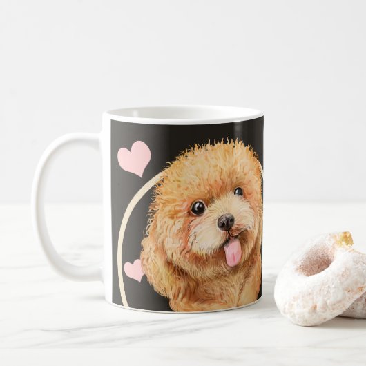 Poodle Cockerpoo Welpe Hund jeden Snack, den Sie m Kaffeetasse (Mit Donut)