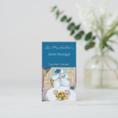 Poodle Cupcake Tee Party Business Card Visitenkarte (Stehend Vorderseite)