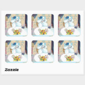 Poodle Cupcake Tee Party Quadratischer Aufkleber (Blatt)