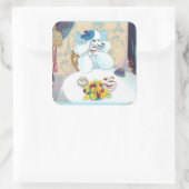 Poodle Cupcake Tee Party Quadratischer Aufkleber (Tasche)