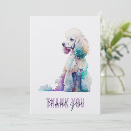 Poodle danke Ihrer Karte (Stehend Vorderseite)