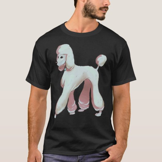 Poodle Design Single White T-Shirt (Vorderseite)