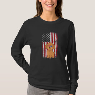 Poodle Dog American Flag Boys Girls Damen Vier T-Shirt