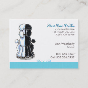Poodle Dog Art Pet Business Blue Business Card Visitenkarte