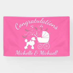 Poodle Dog Baby Dusche Puppy Pink Girl Banner
