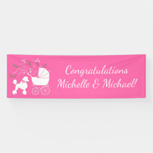 Poodle Dog Baby Dusche Puppy Pink Girl Banner