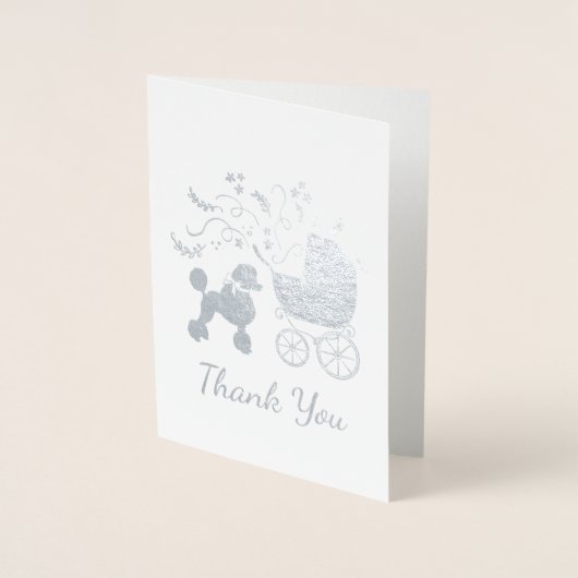 Poodle Dog Baby Dusche Welpe Gray Geschlecht Neutr Folienkarte (Vorderseite)