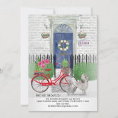 Poodle Dog Bicycle Blue Door Neue Zuhause Ankündigung (Vorderseite)