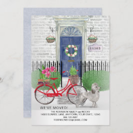 Poodle Dog Bicycle Blue Door Neue Zuhause Ankündigung