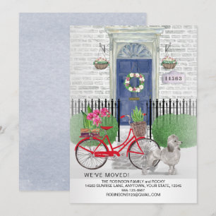 Poodle Dog Bicycle Blue Door Neue Zuhause Ankündigung