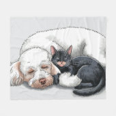 Poodle Dog Black Cat Fleece Blanket Liebe Cuddle (Vorderseite (Horizontal))