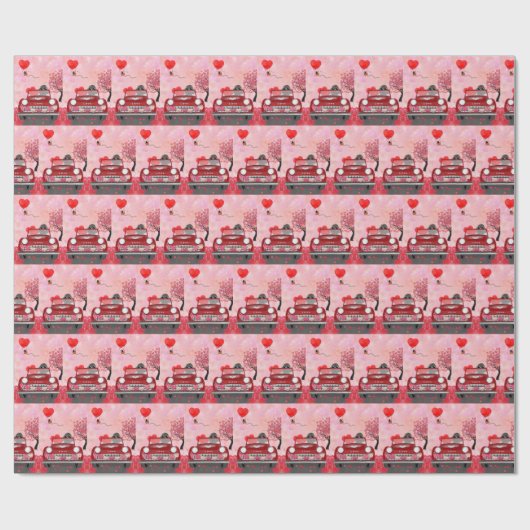 Poodle Dog Car mit Herzvalentiner Geschenkpapier (Flach)