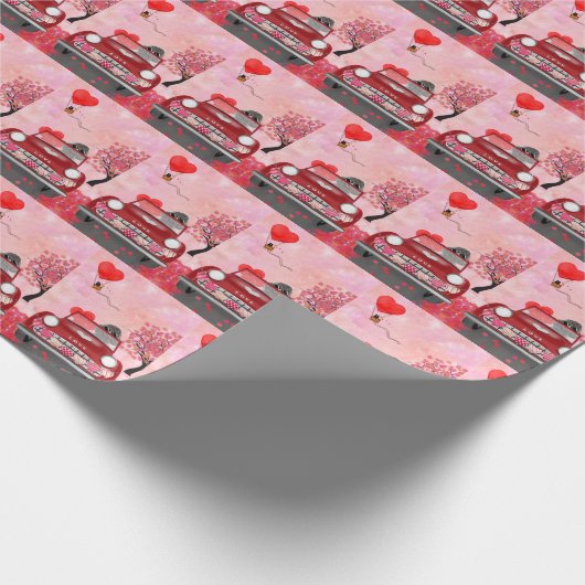 Poodle Dog Car mit Herzvalentiner Geschenkpapier (Ecke)
