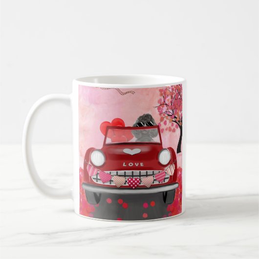 Poodle Dog Car mit Herzvalentiner Kaffeetasse (Links)