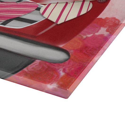 Poodle Dog Car mit Herzvalentiner Schneidebrett (Ecke)