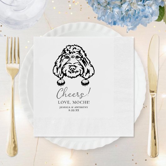 Poodle Dog Cheers Custom Dog Wedding Napkins Serviette